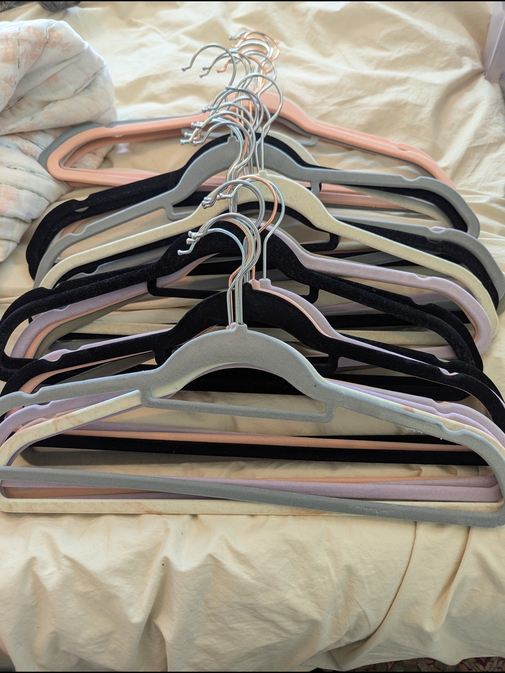 Velvet Non-Slip Hangers Bundle - Black, Gray, Pink Lot Of 30